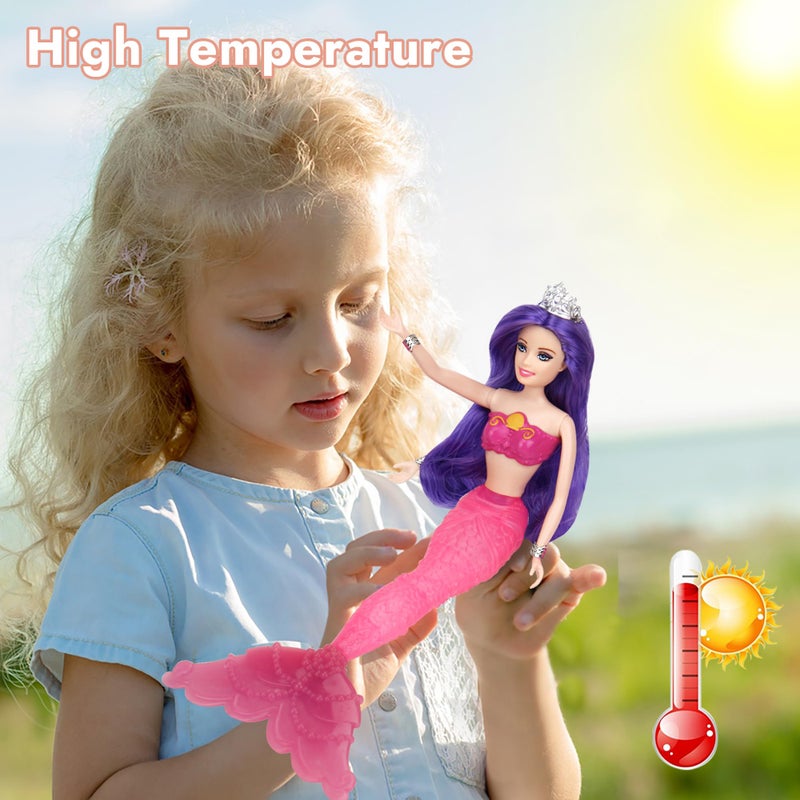 BETTINA Color Change Mermaid Doll Playset, Mermaid Princess Doll with Color-Changing Tail, Mermaid Toys with Seahorse & Accessories, Purple Hair - Image 3